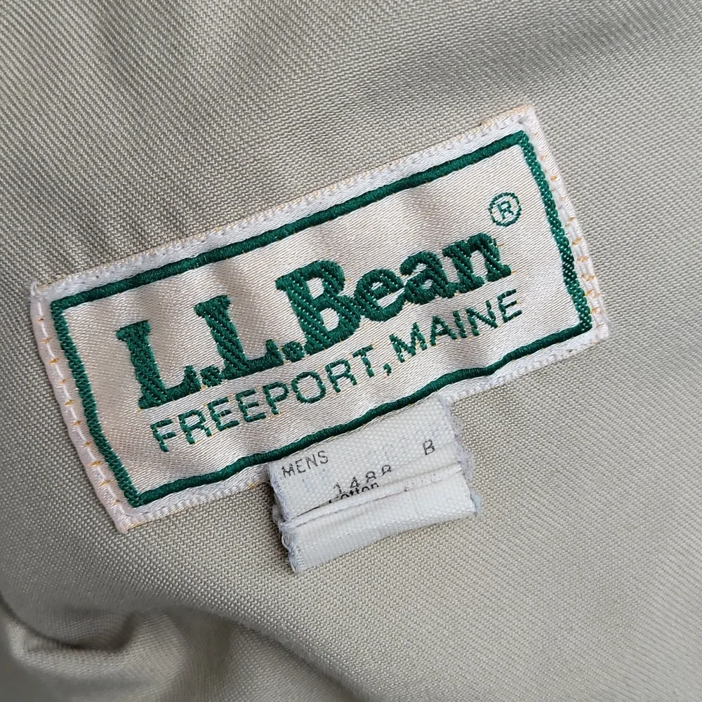 LL BEAN Cotton Blend Mens Sz XL Full‎ Button Up Hunting Shirt Light Jacket VTG
